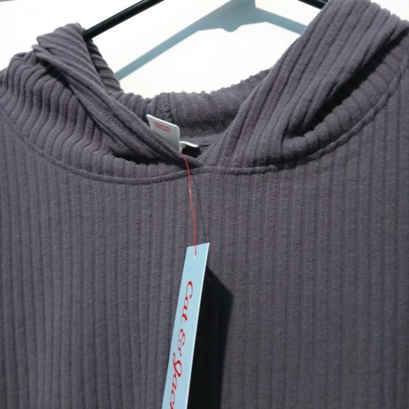 Cat & Jack Girls Rib Pullover Hoodie Gray, Size XXL(18) - Picture 2 of 5